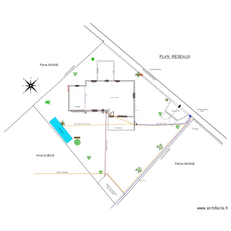 plan d\'implantation modificatif. Plan de 1 pièce et 10 m2