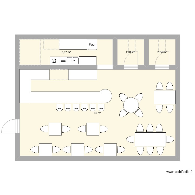 Resto 1. Plan de 4 pièces et 58 m2