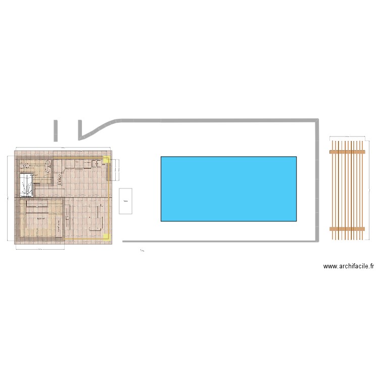 Pool house - V3. Plan de 2 pièces et 13 m2
