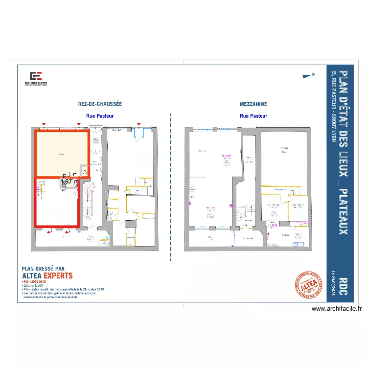 RDC PASTEUR. Plan de 2  et 35 m²