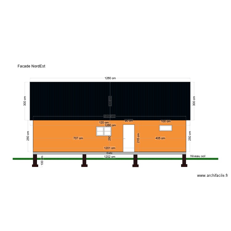 Facade NordEst. Plan de 0 pièce et 0 m2