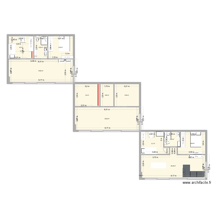 maison MTX. Plan de 13 pièces et 145 m2