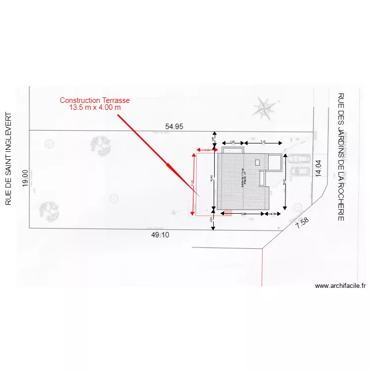 PLAN DE MASSE PIHEN AVEC TERRASSE. Plan de 