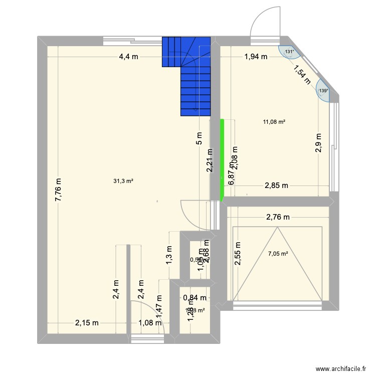 maison-rdc. Plan de 5 pièces et 51 m2
