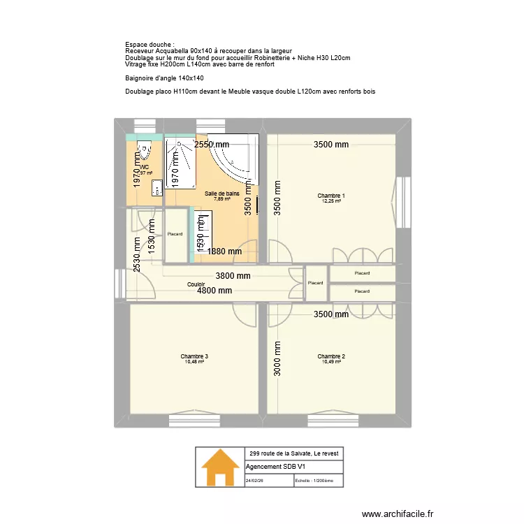 299 Salvate SDB V1 Validé. Plan de 11 et 53 m² 299 Salvate SDB V1 Validé. Plan de 11 et 53 m²