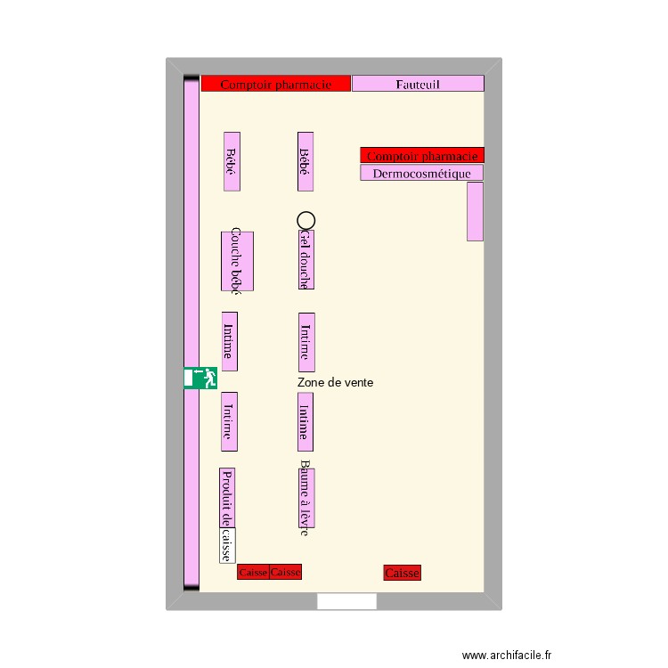 Pharmacie des Drakkars. Plan de 1 pièce et 35 m2