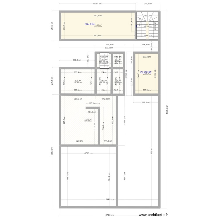 PLAN APPART RC . Plan de 9 pièces et 59 m2