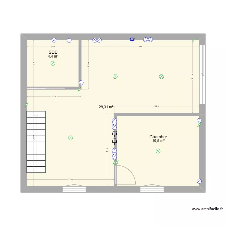maison nonosV2. Plan de 3  et 44 m²