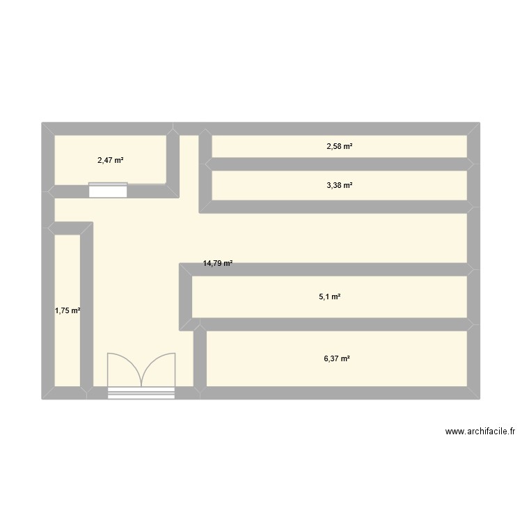 Jouet Club. Plan de 7 pièces et 36 m2