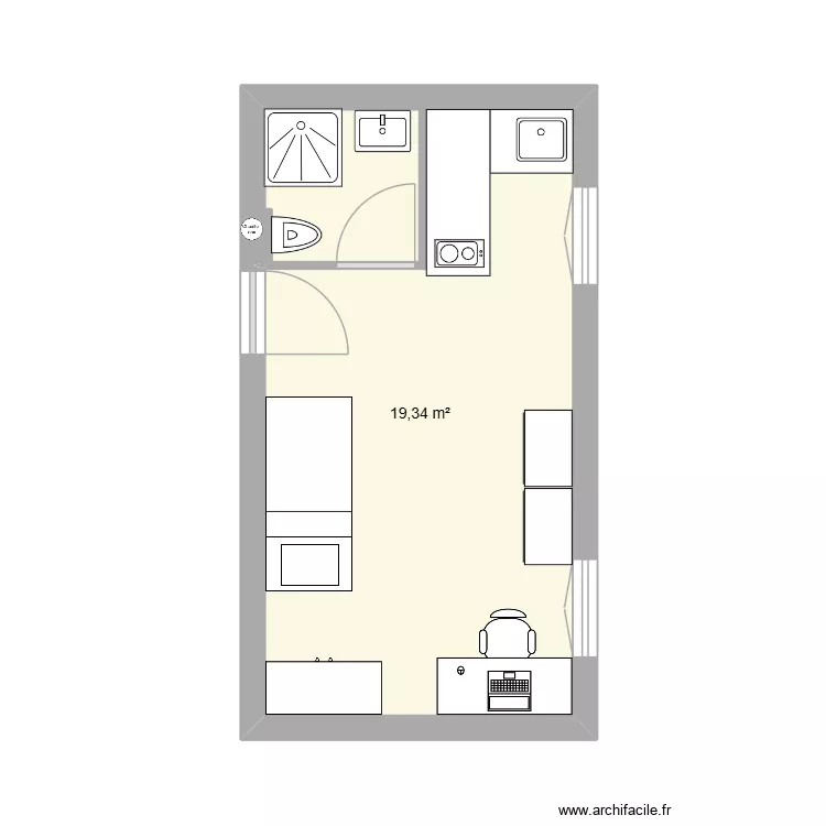 Studio 1. Plan de 1 et 19 m² Studio 1. Plan de 1 et 19 m²
