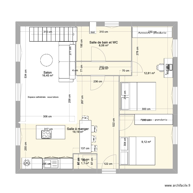 Marin 8. Plan de 11 pièces et 117 m2