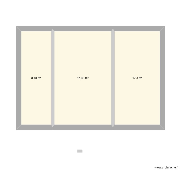 Cabane. Plan de 3 pièces et 36 m2