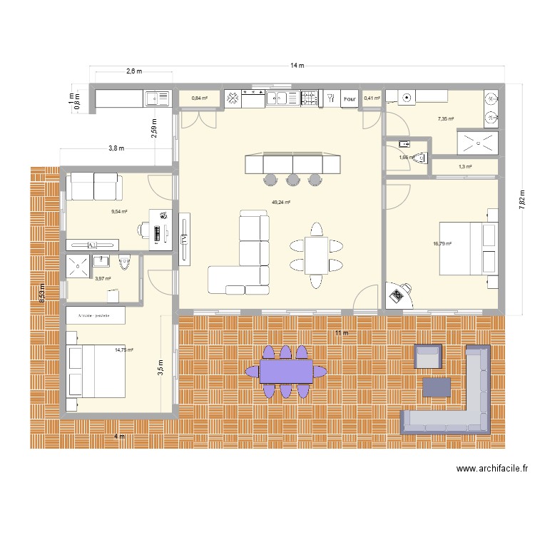 PLAN03. Plan de 10 pièces et 106 m2