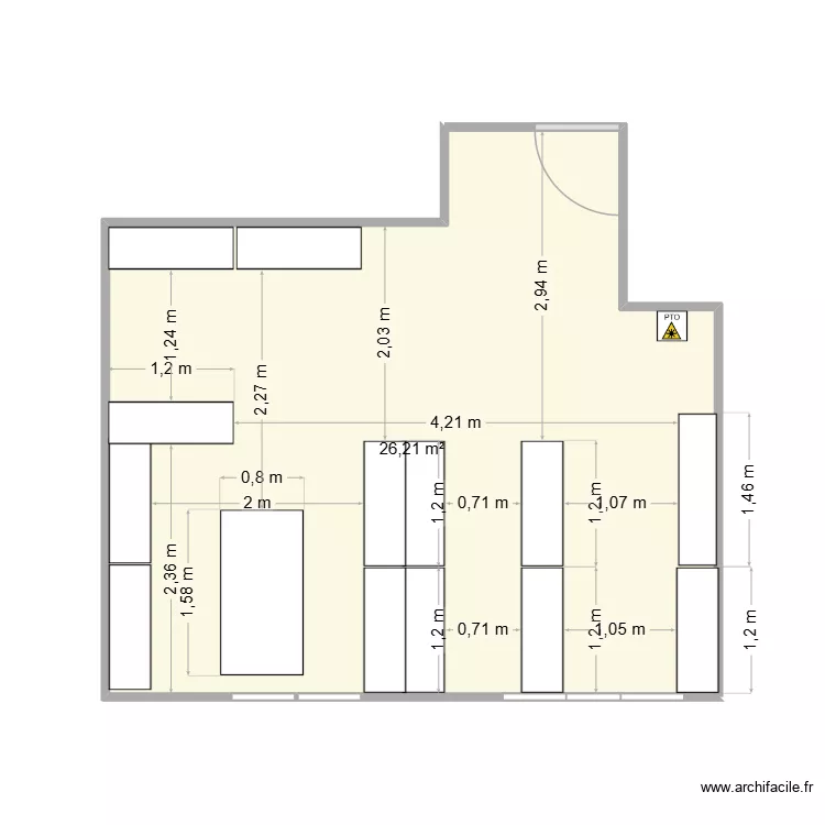 stock 1. Plan de 1  et 26 m²