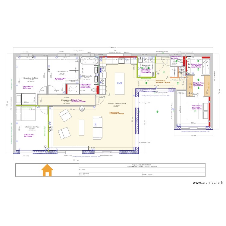 faisans intérieur v4 ITI. Plan de 10 pièces et 136 m2