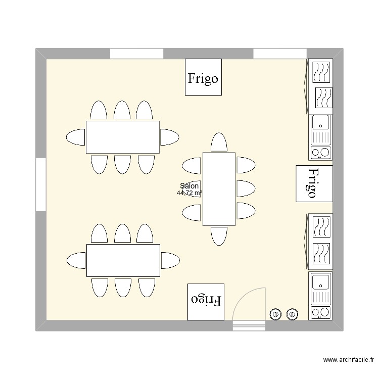 P002 CUISINE. Plan de 1 pièce et 45 m2