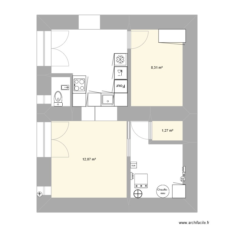 Lucinges RDC. Plan de 3 pièces et 22 m2
