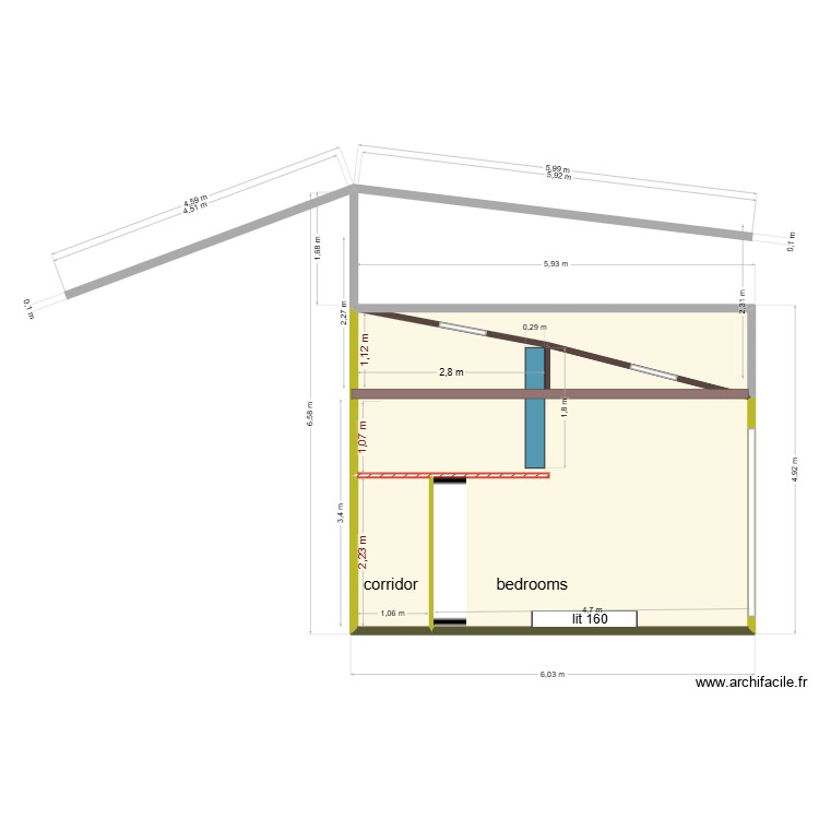 profil mezzanine apt 1 poutres V2. Plan de 0 pièce et 0 m2