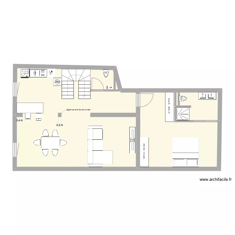 Etage 1 Patou evacuations. Plan de 3  et 76 m²