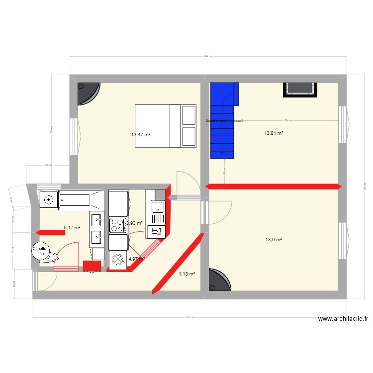 ETAGE 2 v2. Plan de 19 pièces et 110 m2