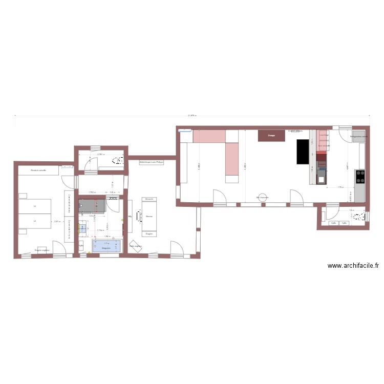 Plan coté 231102 - sans bac. Plan de 7 pièces et 111 m2