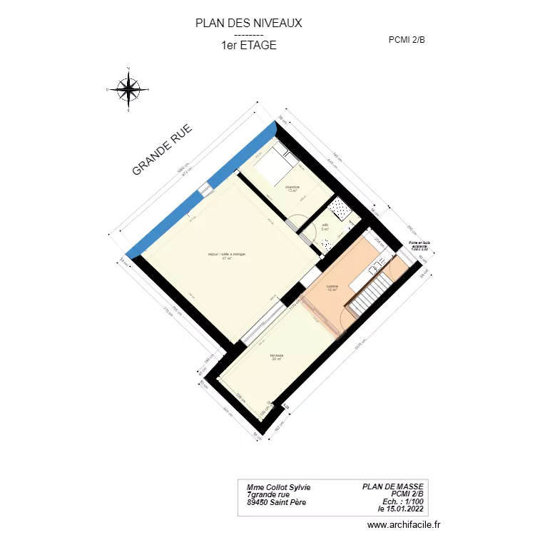 1ER ETAGE bis2. Plan de 2  et 102 m²