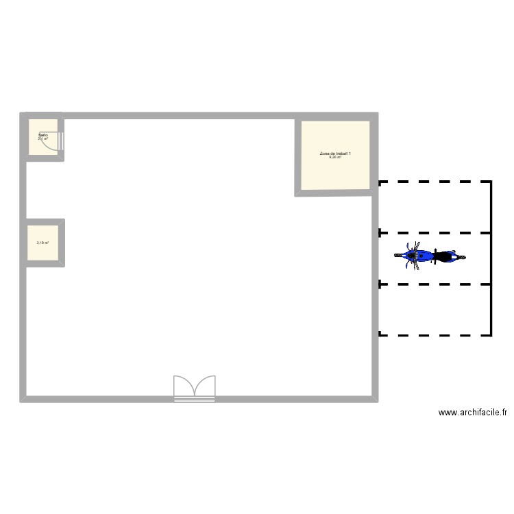 planta baja. Plan de 3 pièces et 14 m2