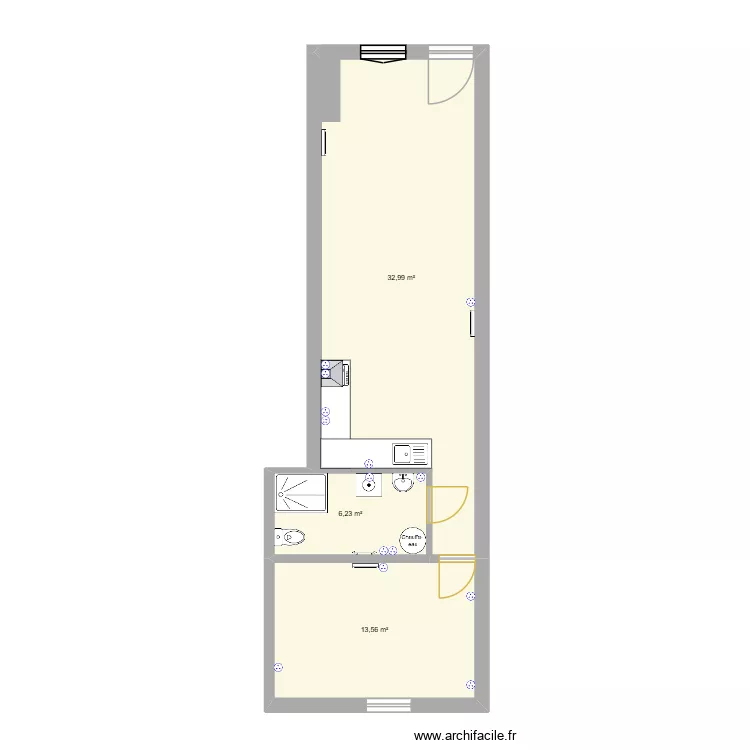 APPART 002 PIECES. Plan de 3  et 53 m²