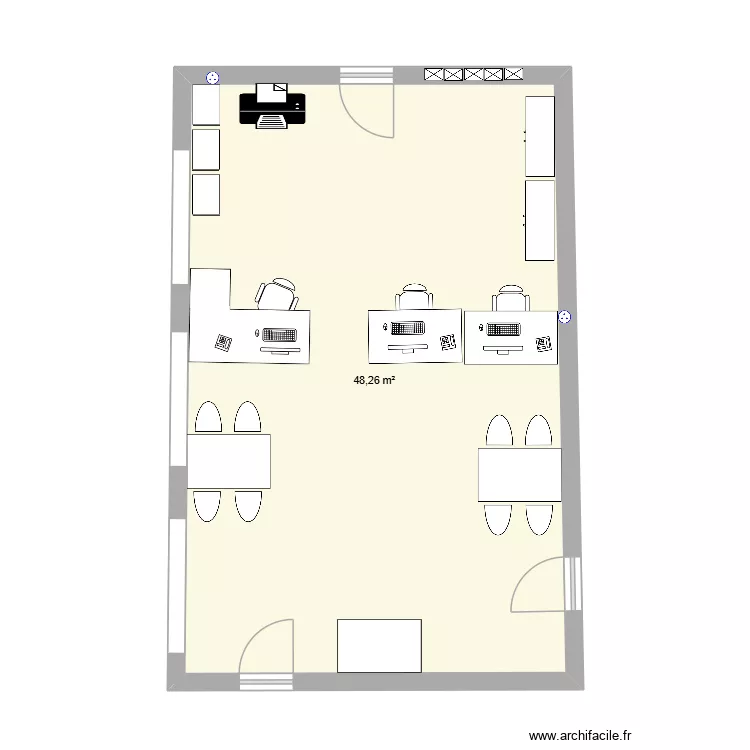 Algeco Bureau. Plan de 1 pièce et 48 m²
