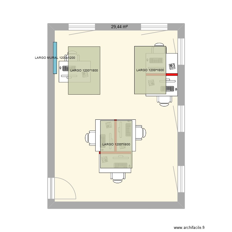 BUREAU 109 - DSDEN. Plan de 1 pièce et 29 m2