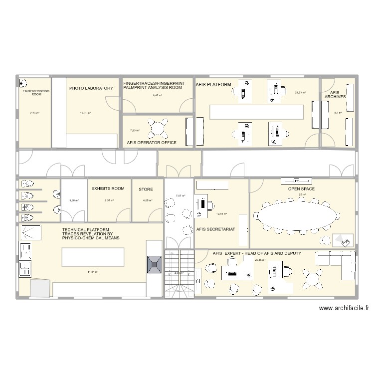 KAIRABA POLICE STATION-02. Plan de 17 pièces et 227 m2