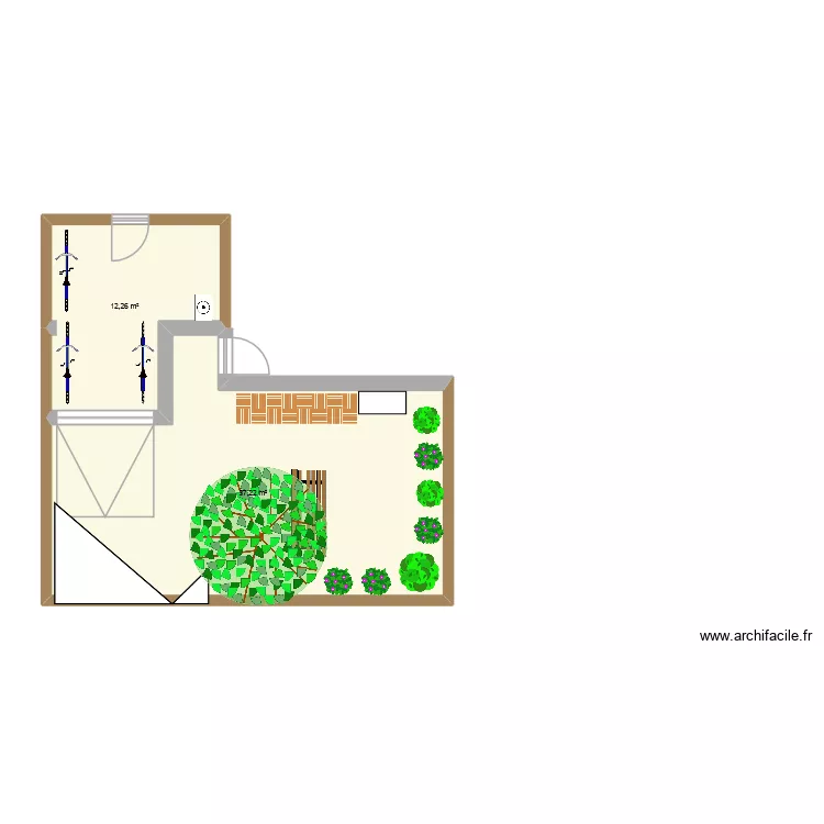 Extérieur devant 3. Plan de 2 et 49 m² Extérieur devant 3. Plan de 2 et 49 m²