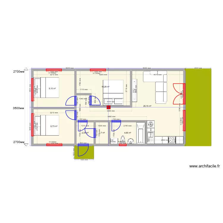 barn 3 спальни. Plan de 