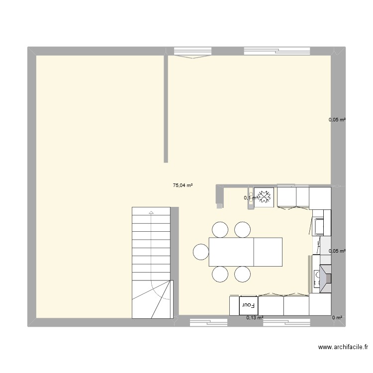 Maison Cuisine V2. Plan de 6 pièces et 75 m2