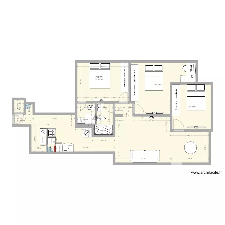 PLAN DE BASE NSC 312 AVEC MEUBLES. Plan de 6  et 83 m²