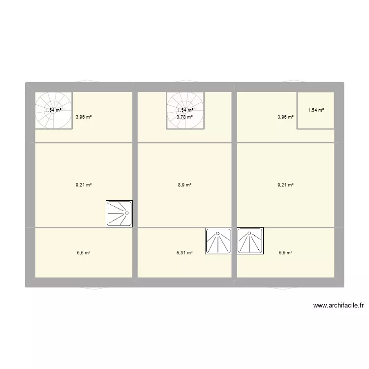 1er &eacute;tage Dreux. Plan de 17  et 124 m²