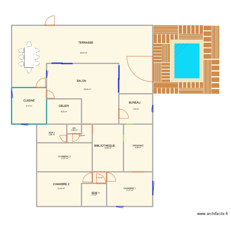 MAISON FAMILLE. Plan de 15 pièces et 169 m2