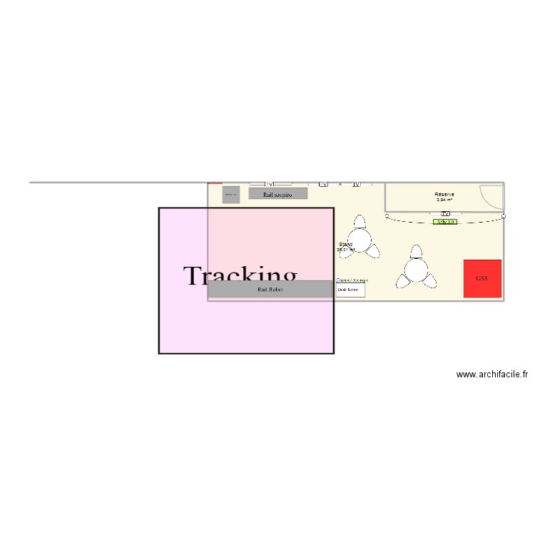 Plan IBC Vu de haut. Plan de 2 pièces et 40 m2