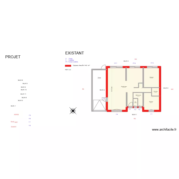 MONNEREAU_ Existant. Plan de 7 et 95 m² MONNEREAU_ Existant. Plan de 7 et 95 m²