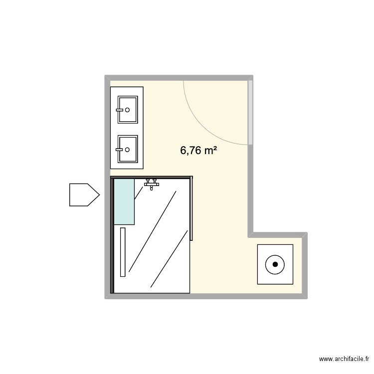 sdb. Plan de 1 pièce et 7 m2