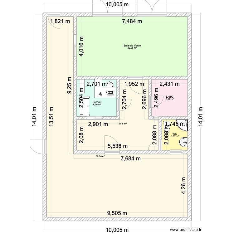 Pharmacie Darou salam. Plan de 6 pièces et 121 m2