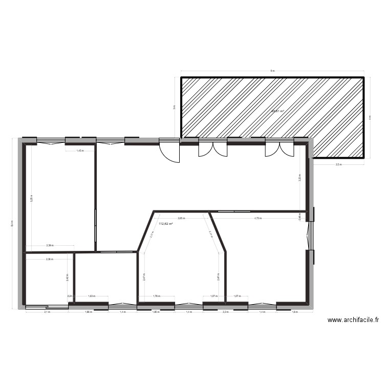 freni. Plan de 2 pièces et 141 m2