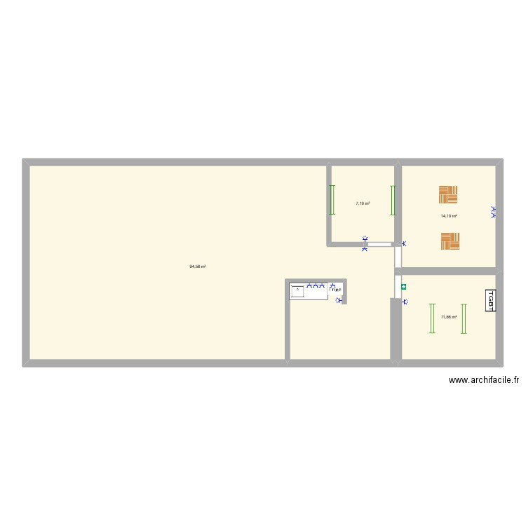 018. Plan de 4 pièces et 145 m2