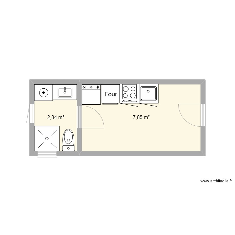 240310-Plan Tiny House. Plan de 2 pièces et 11 m2