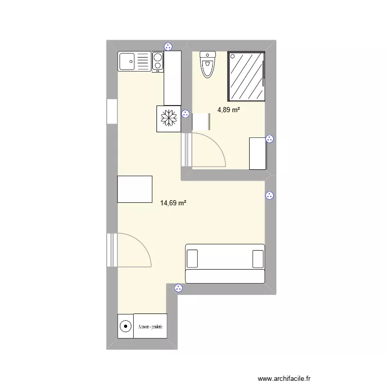 PLANS STUDIO. Plan de 2  et 20 m²