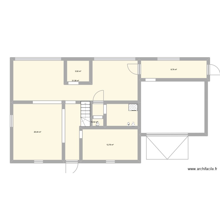 plan rez de chaussée. Plan de 6 pièces et 97 m2