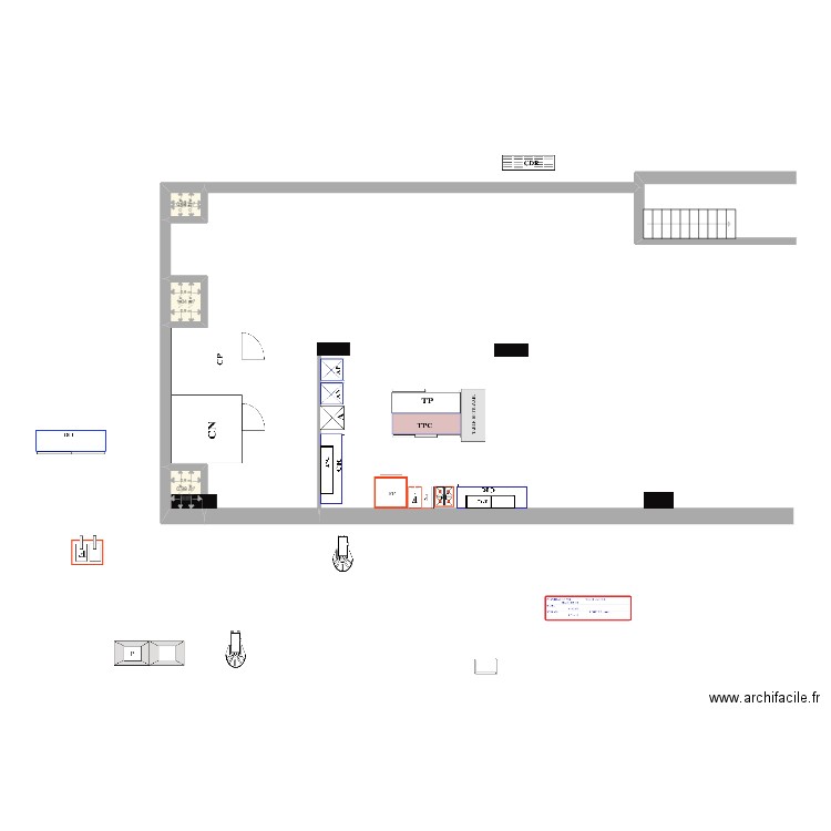 PLAN. Plan de 3 pièces et 3 m2