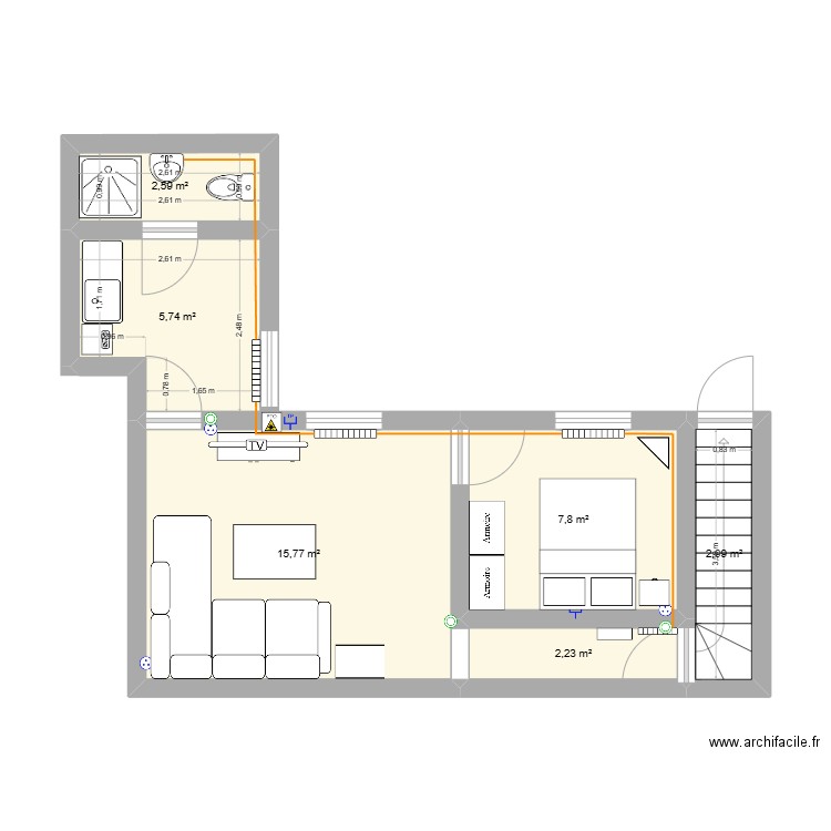Appart Maman. Plan de 6 pièces et 37 m2
