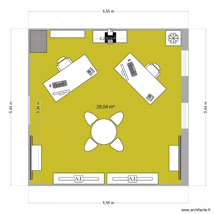 bureau modifié. Plan de bureau modifié. Plan de