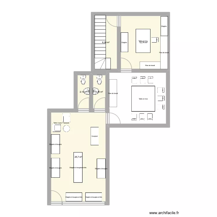 Business plan. Plan de 5  et 49 m²